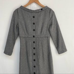 Marc Jacobs Gray Wool Fitted Vintage Style Dress Size 4